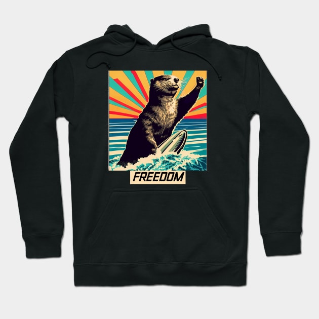 FREEDOM - Santa Cruz surfboard stealing otter Hoodie by REDWOOD9